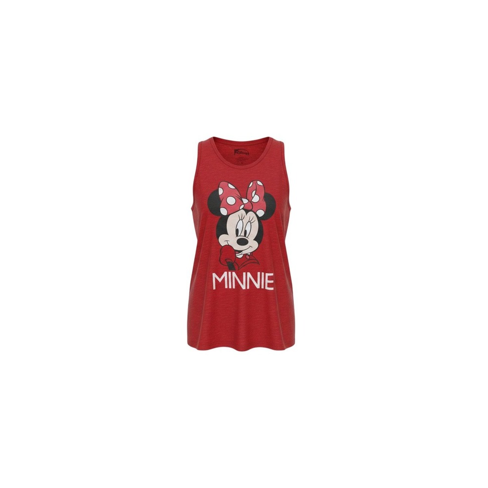 Disney Tank Top Womens XS Red Minnie Mouse Graphic Sleeveless Slub Knit